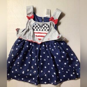 Little Lass Navy and Red Bow Dress